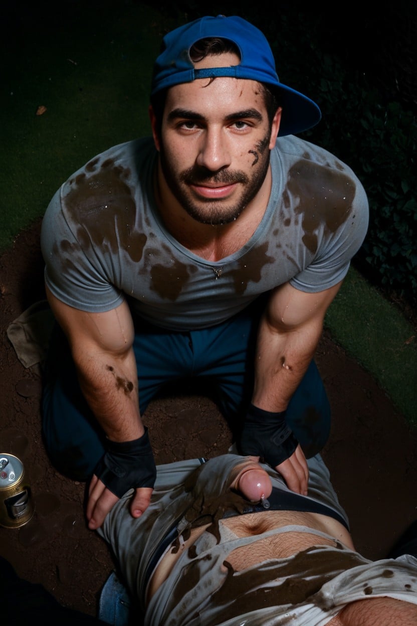 Scruffy Beard, Above, Park AI Gay Porn