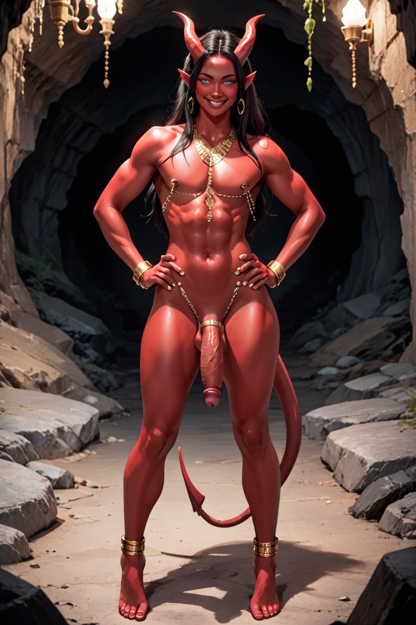 Male Tiefling, Standing, Long Length Hentai AI Porn