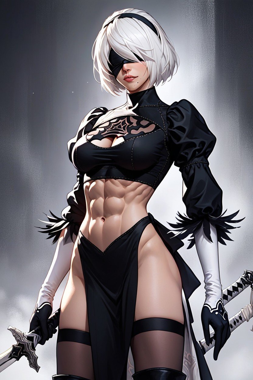 B From Nier Automata, 모델, Blindfold헨타이 AI 포르노