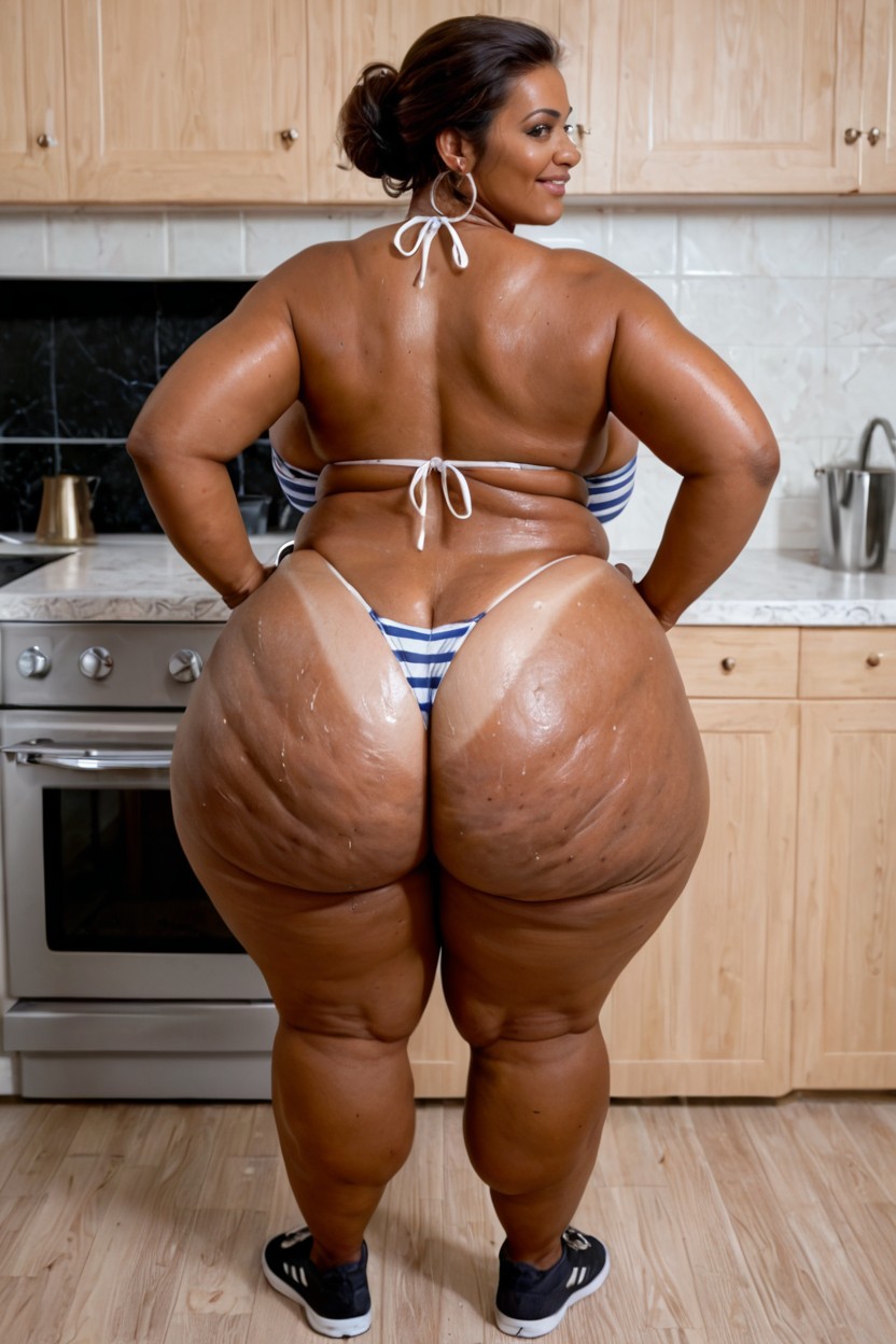 Smelly Unwashed Ass, Kitchen, Seducing Viewer In Modern Kitchen BBW AI Porn