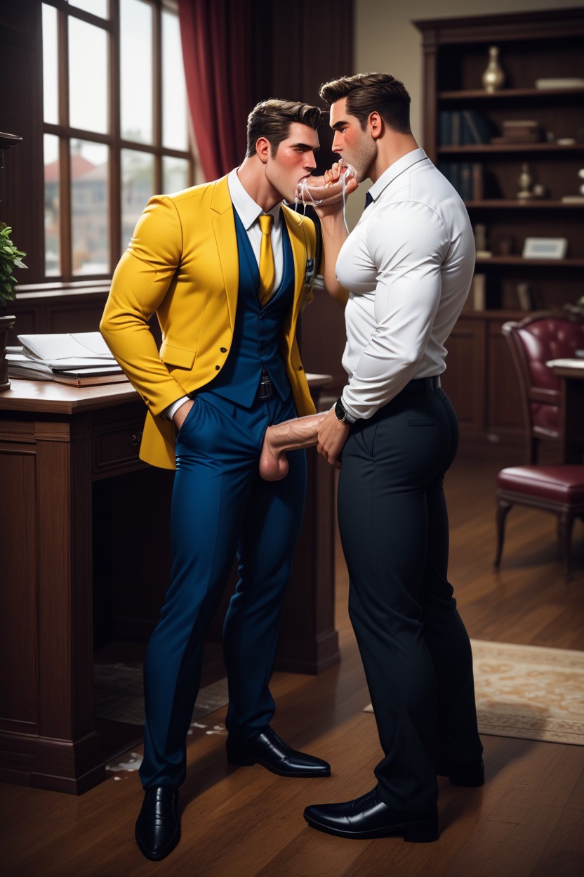 Lean Body, Throat Bulge, Males Only AI Gay Porn