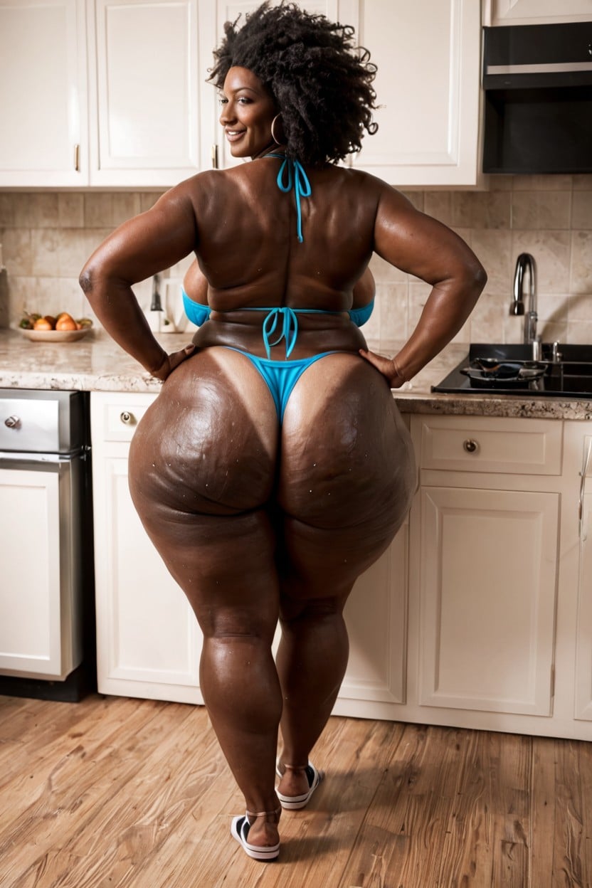 Kitchen, Overly Round Ghetto Ass, Hands On Hips Ebony AI Porn
