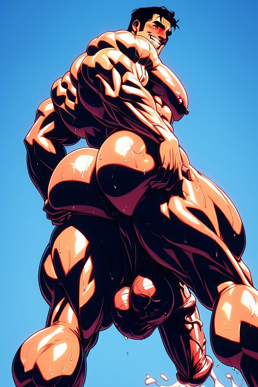 Muscle, Wide Muscular Chest, Veiny Penis AI Gay Porn