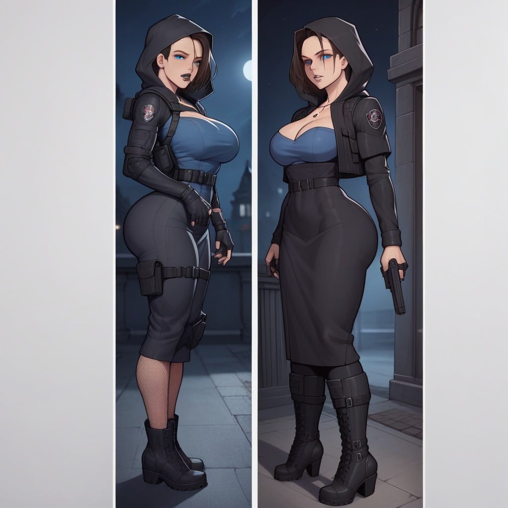Side View, Full Black Hood Cloak, Asura Ai Style Hentai AI Porn