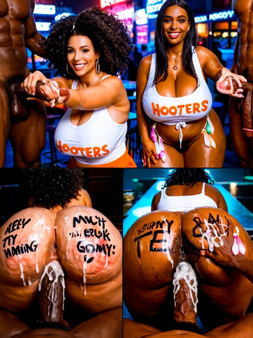 Humongous Ebony Ass, Hooter's Girl, Extremely Dark Ebony AI Porn