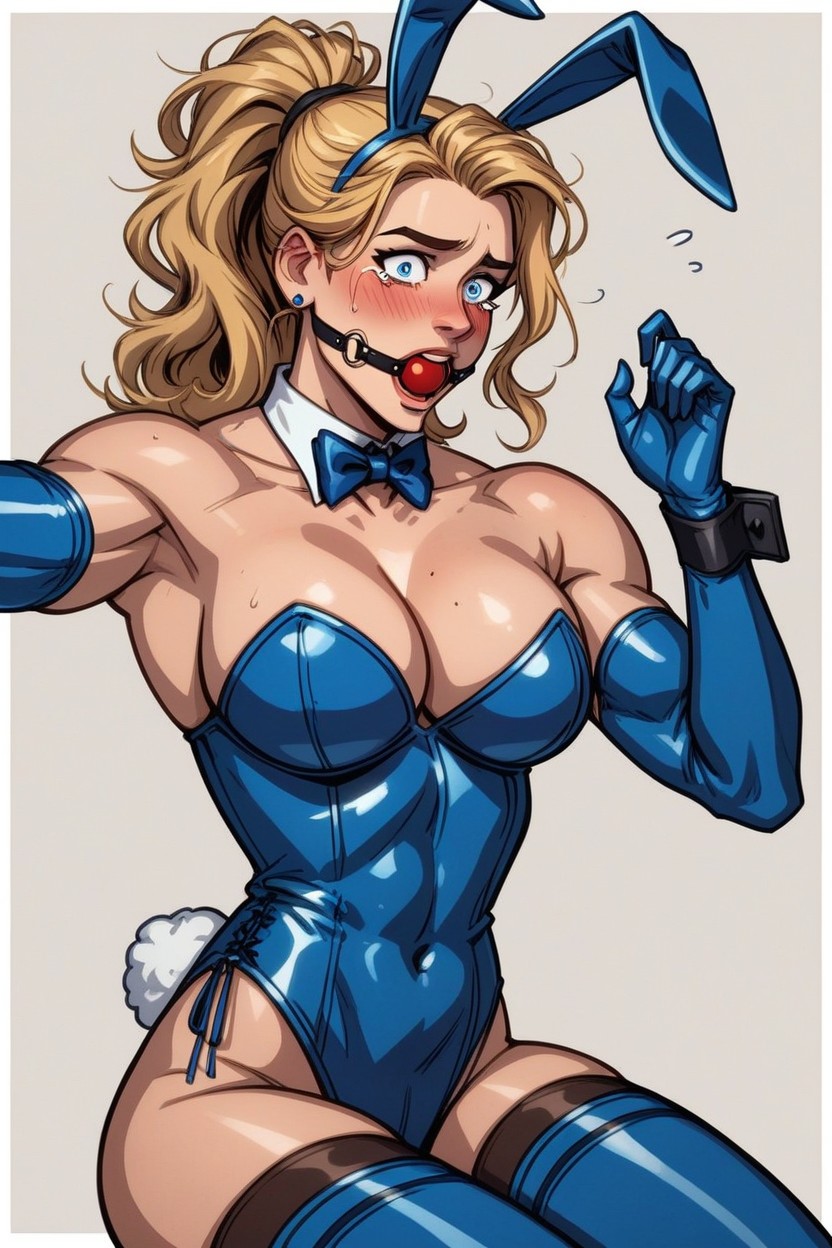 Muscular Body, Blonde Hair, Choker AI Porn