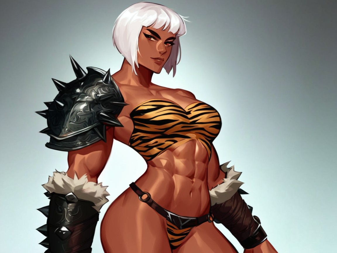 Dyed Silver Bobcut Hair, High Brightness Effects, Strong Legs Porno latina IA