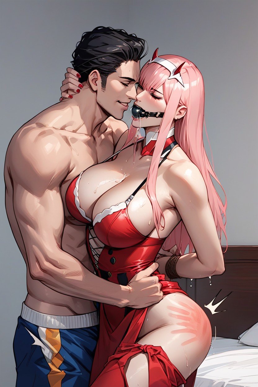 Sad, Zero Two Lingerie Cosplay Outfit, LingeriePorno IA Hentai