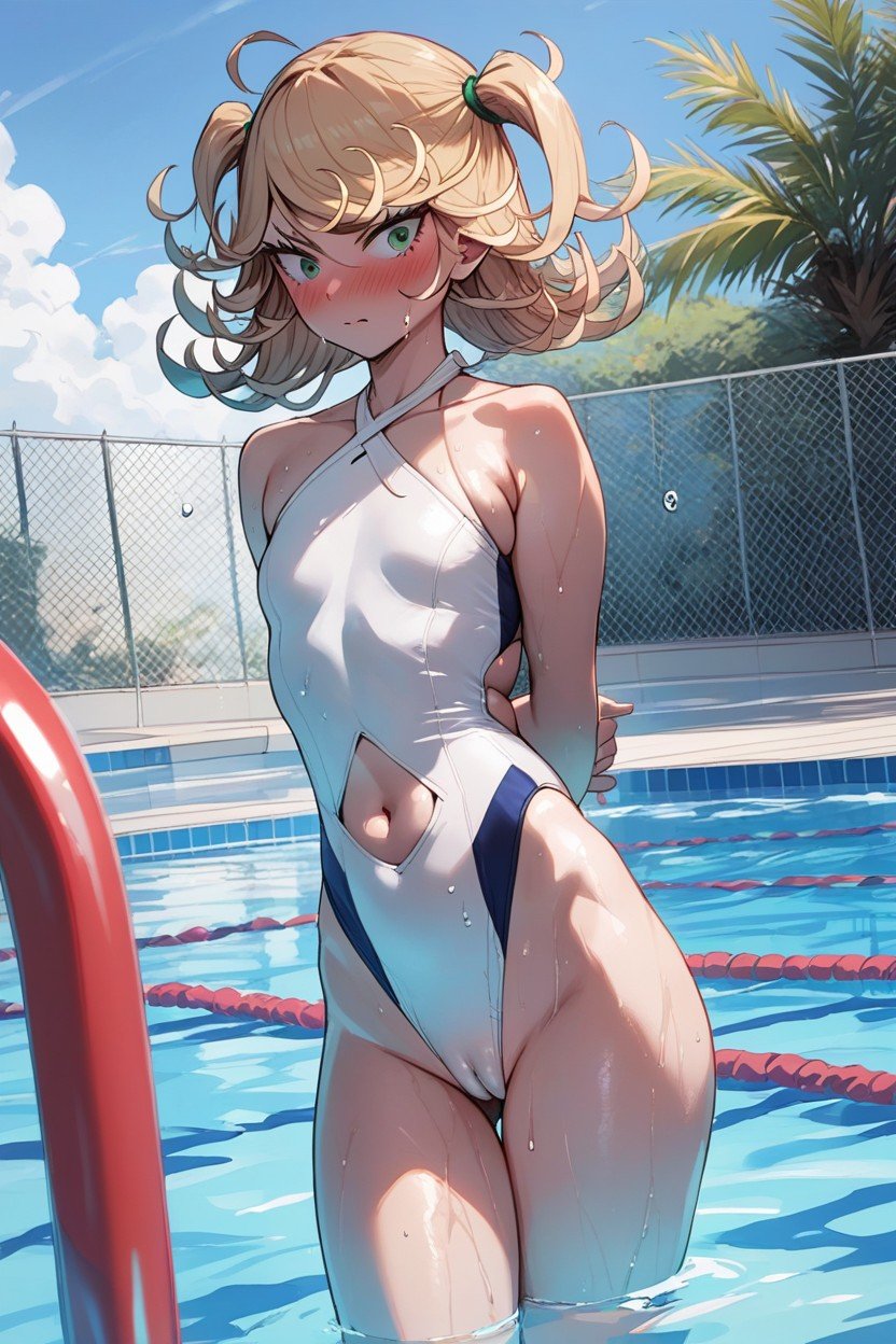 Large Eyes, Belly Cutout, Sports SwimsuitPorno IA Hentai