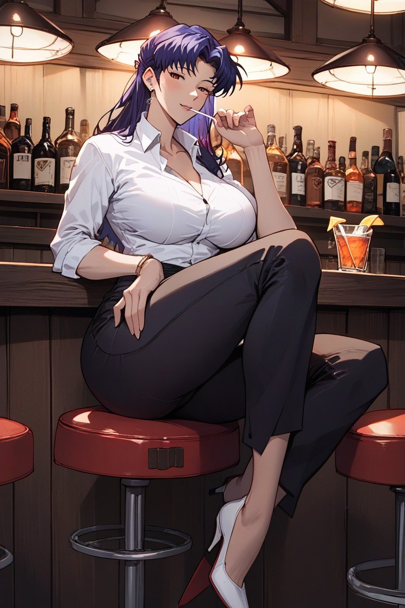 Office Shirt, Sitting Down, Night Hentai AI Porn