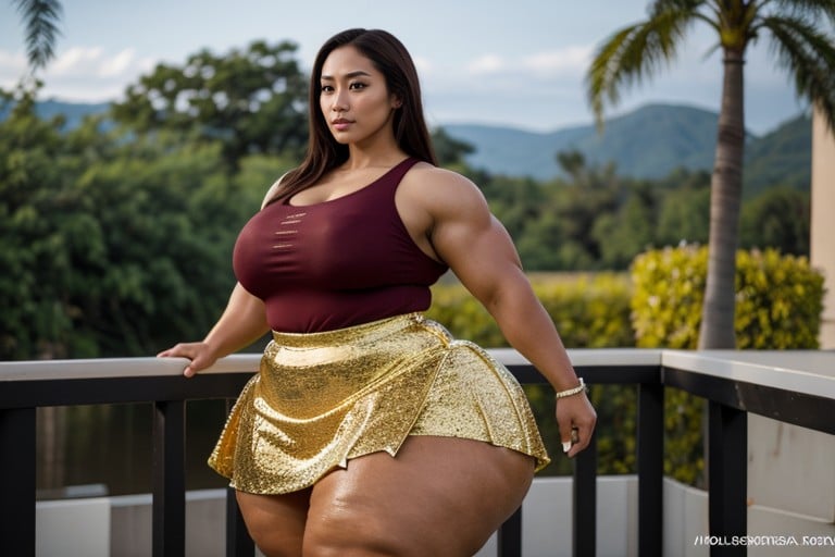 Filipina, Mini Skirt, Muscular Shemale AI Porn