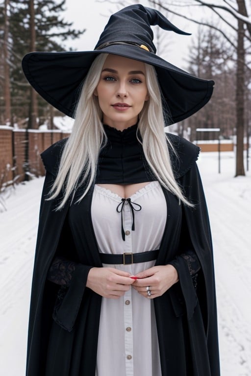 Full Body, Small Breast, White Hair Shemale AI Porn