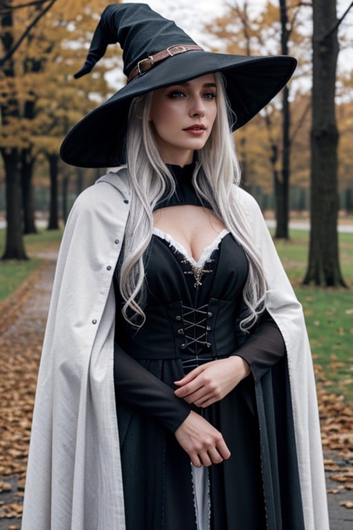 Witch, 18+, White Hair Shemale AI Porn