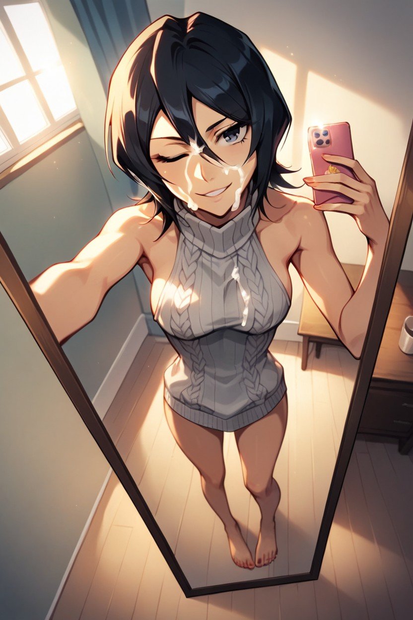 Cumshot, Full Body, Rukia Kuchiki From Bleach Presenting Feet Shemale AI Porn