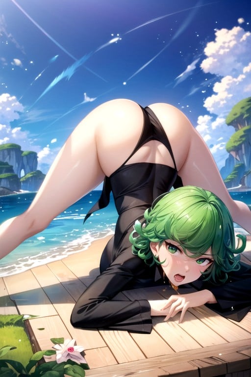 Tatsumaki (one Punch Man), Jack O' Lantern Pose , Outdoors Hentai AI Porn