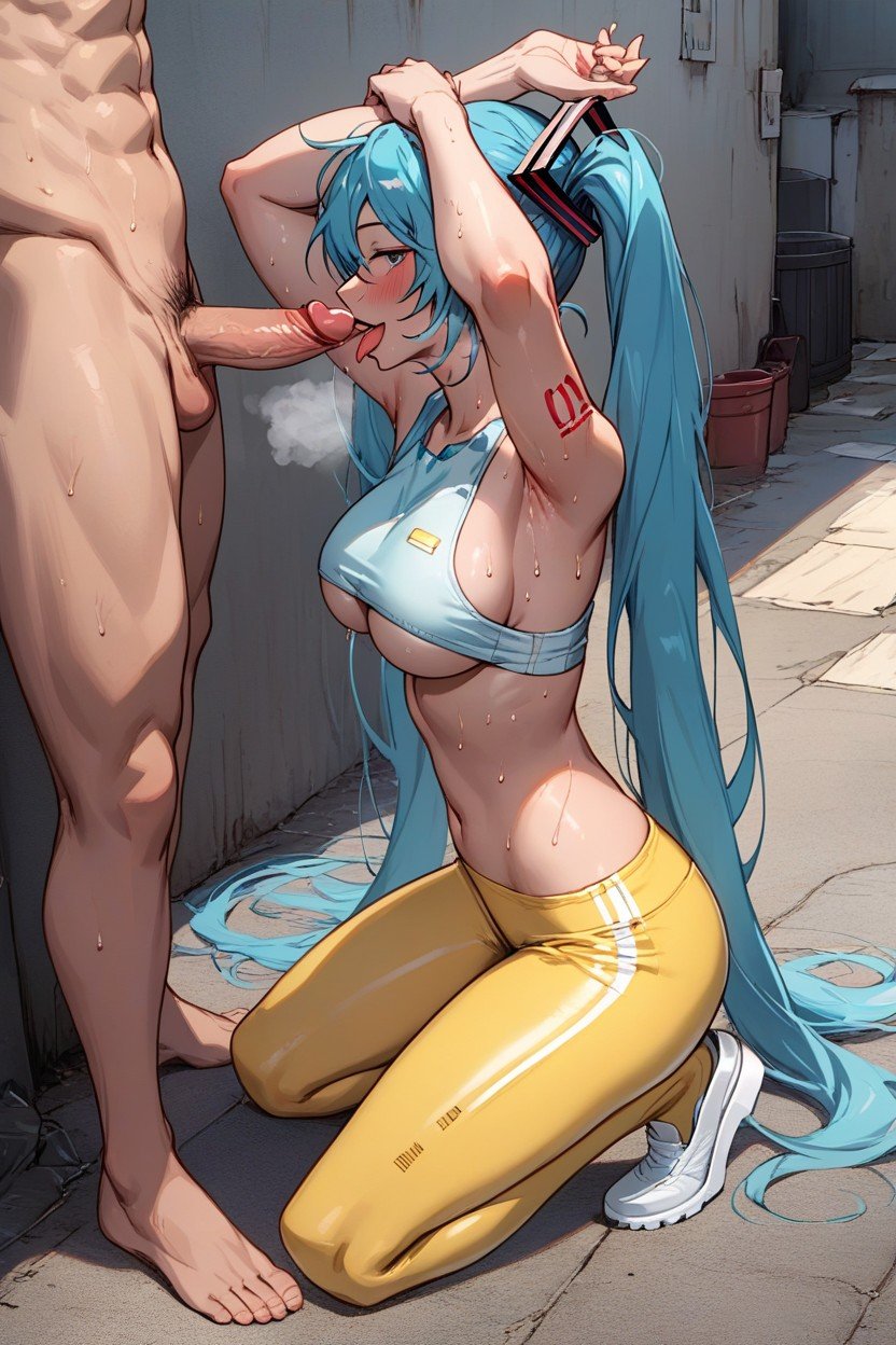 Blue Hair, Horny, Pecho Inferior VisibleHentai IA