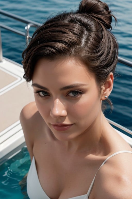 Pixie Cut, Hair Bun, Yacht Shemale AI Porn