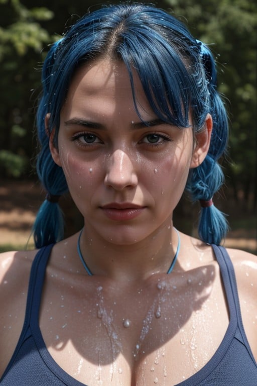 Massive Ass, Pigtails, Blue Hair Hentai AI Porn