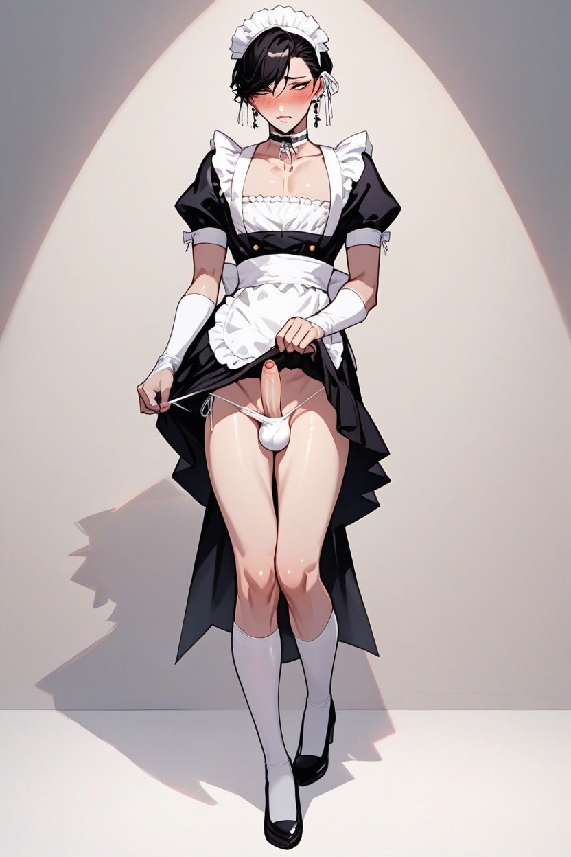 French Maid, Penis, Feminine BodyヘンタイAIポルノ