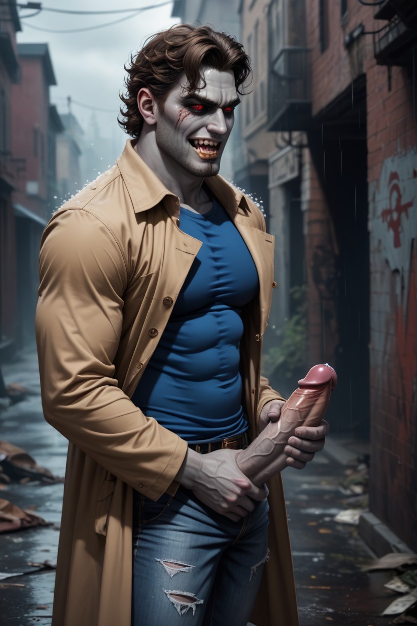 Masturbation, Evil Laugh, Baggy Eyes AI Gay Porn