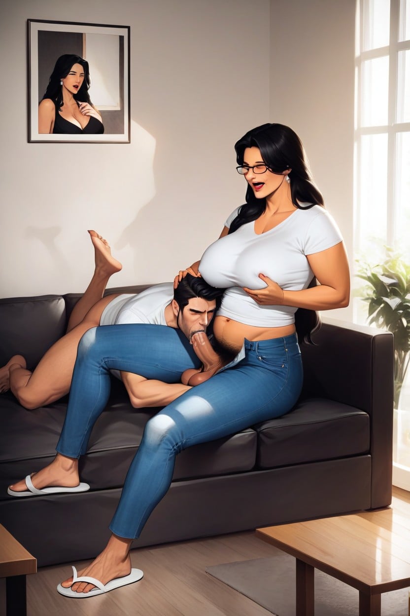 Sofa, Shemale Sitting On Sofa, Flipflops Dominant Shemale Shemale AI Porn