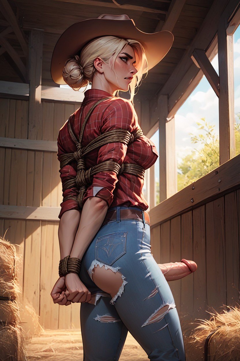 Ripped Clothes , Hair Bun, Farm Shemale AI Porn