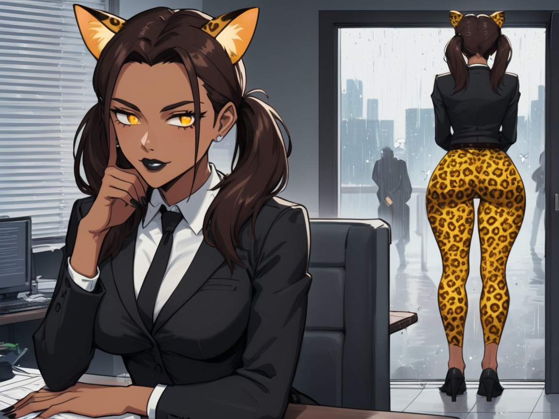 Black Nails, Hips Wider Than Shoulders, Office Latina AI Porn