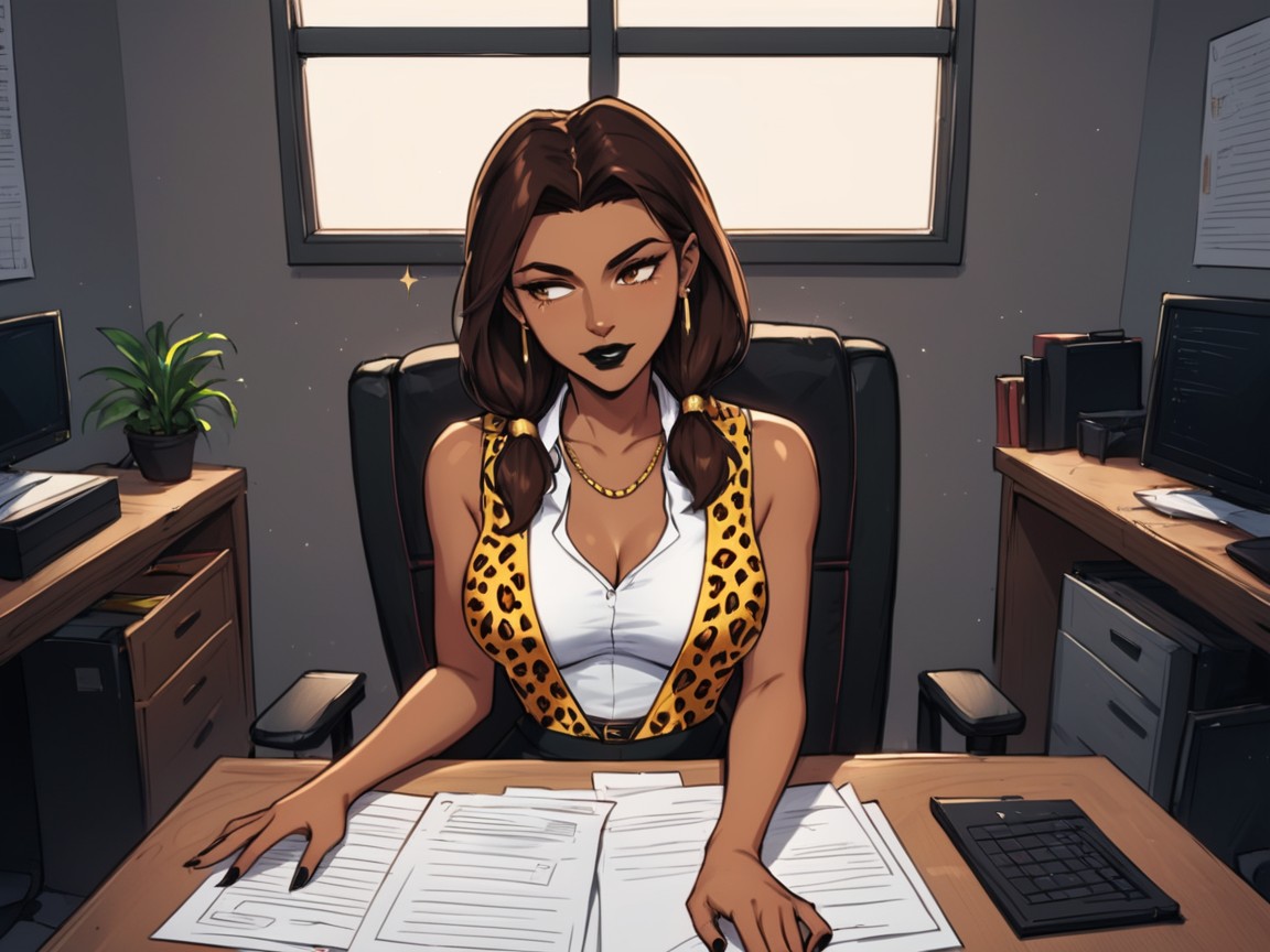 Rounded Ass, Black Nails, Leopard Print Accesories Latina AI Porn