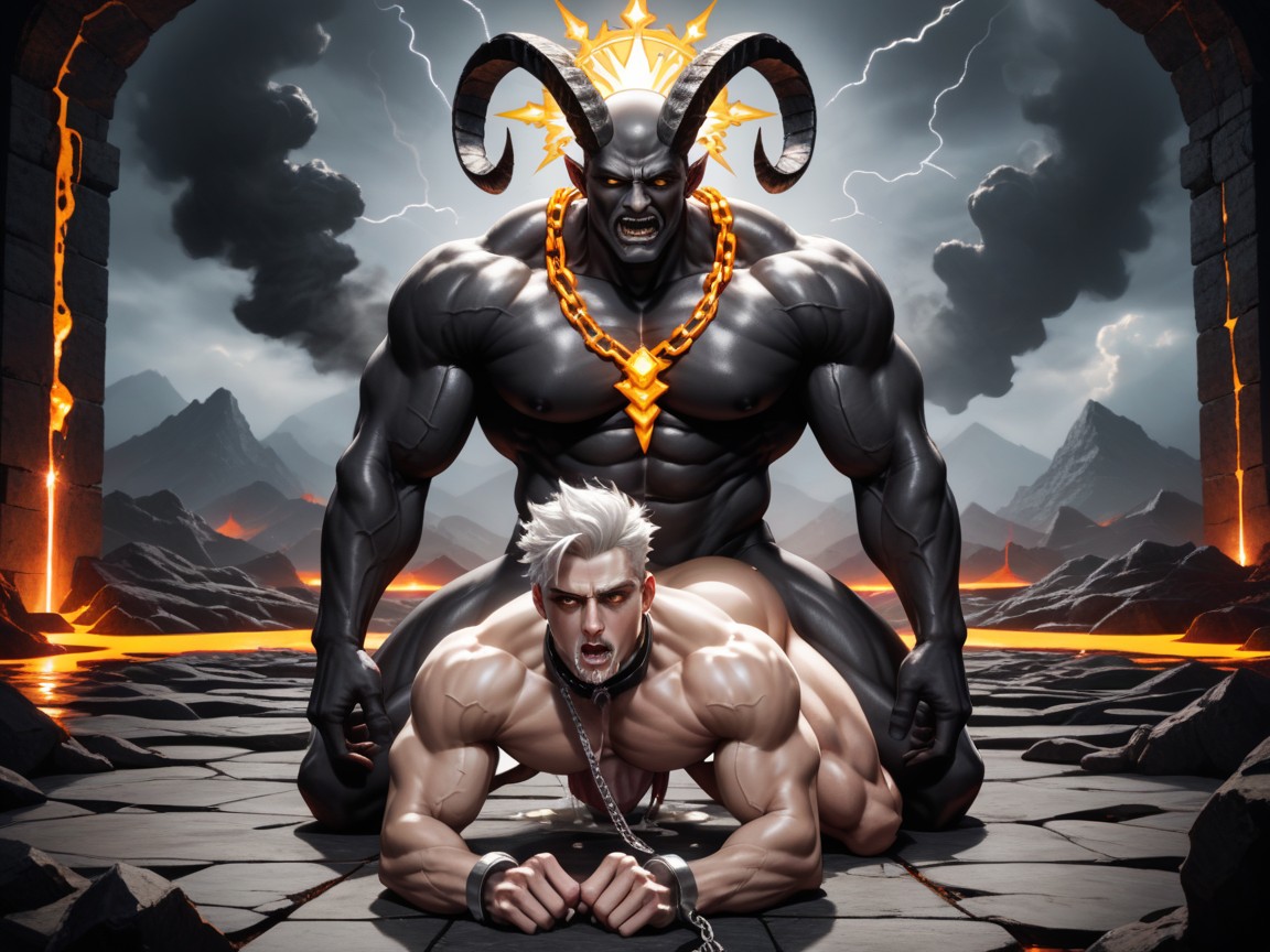 Cum From Mouth, Holding Sun Spear, God Of Light AI Gay Porn