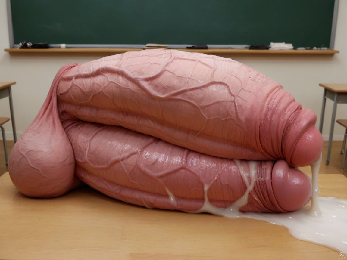 Body Fused With Her Cock And Balls, Veiny Breasts, Lying Between Her Balls AI Porn