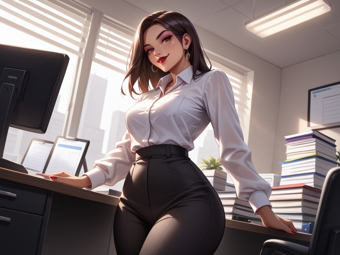 Pretty Face, Wide Round Hips, Low Breast Width Hentai AI Porn