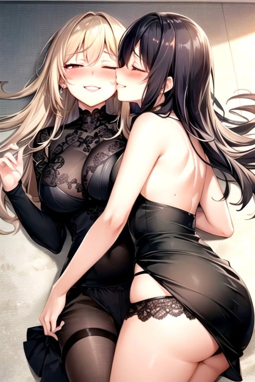 Levantando La Falda, Ropa Ajustada, Besar (lesbianas)Hentai IA