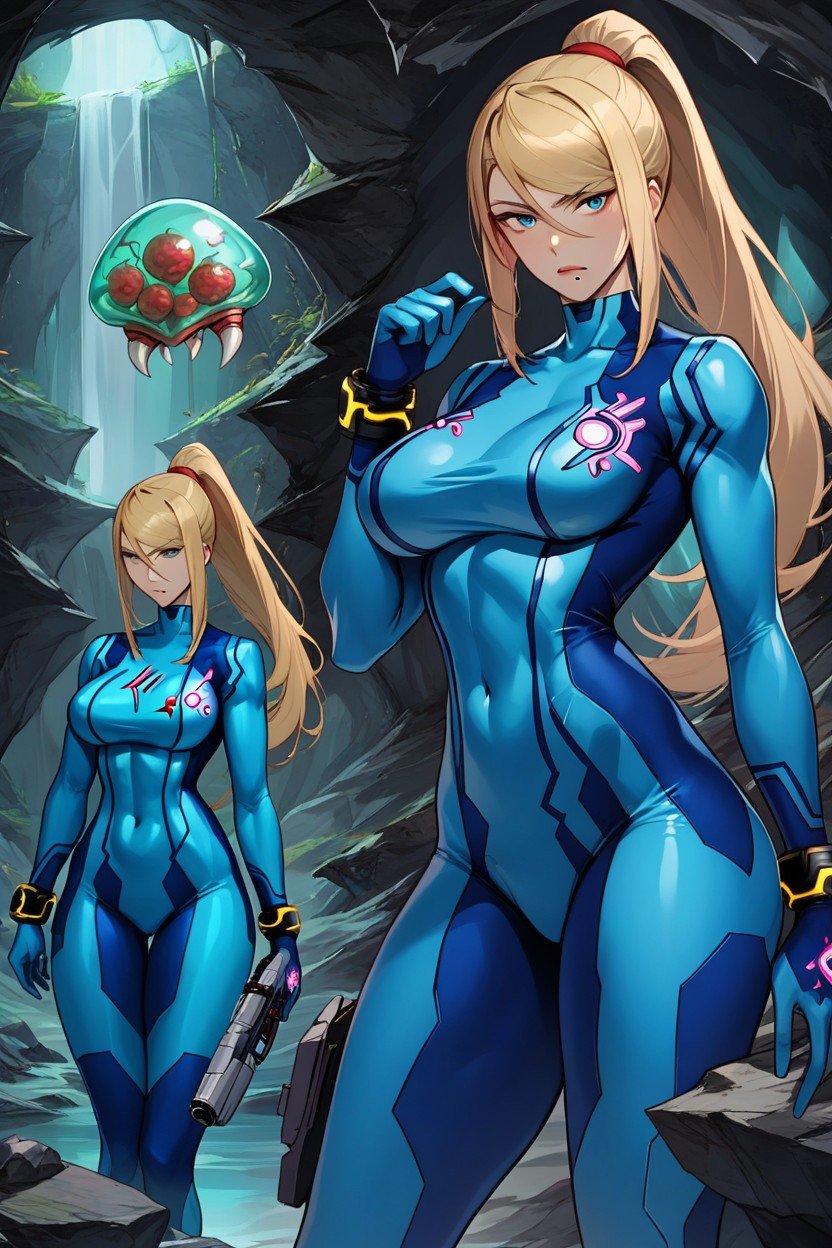 Zero Suit, Rounded Breasts, Body Suit Hentai AI Porn