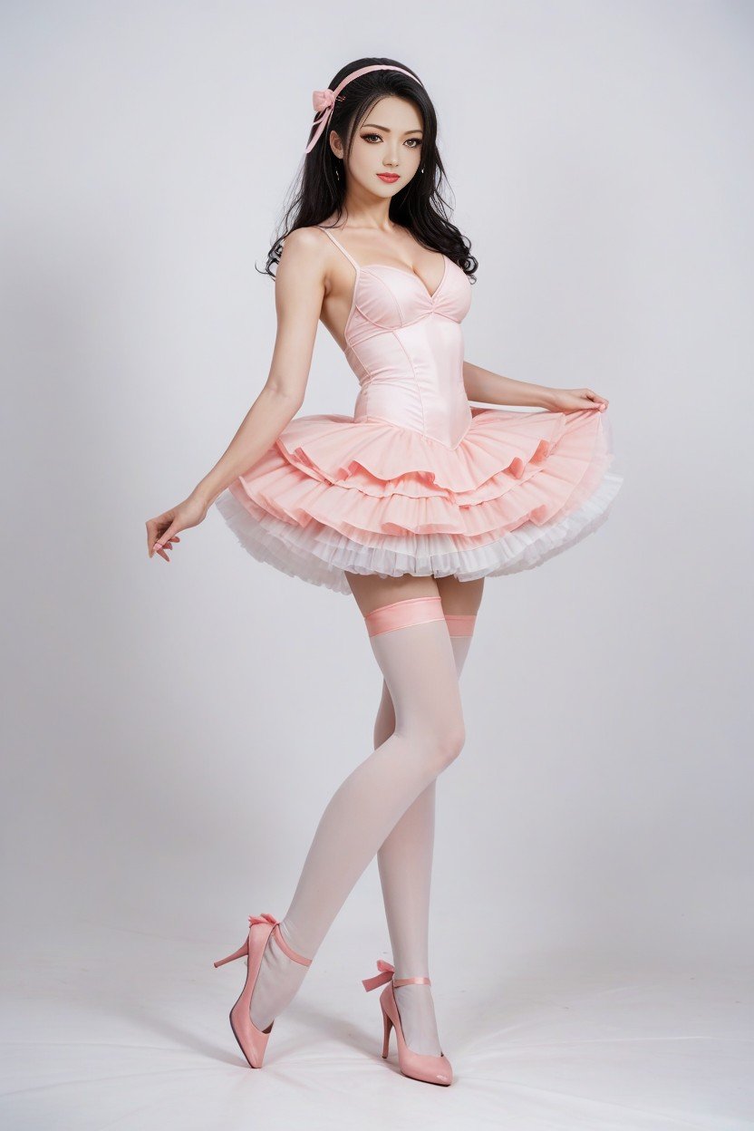 Pink Ballerina Tutu Outfit, Cuerpo Completo, Ídolo K-popPorno shemale IA