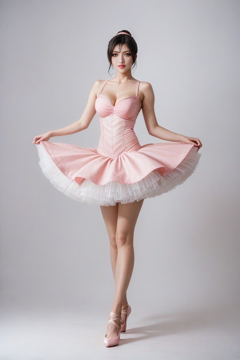 Pink Ballerina Tutu Outfit, Idole K-pop, Corps EntierPorno IA transsexuelle