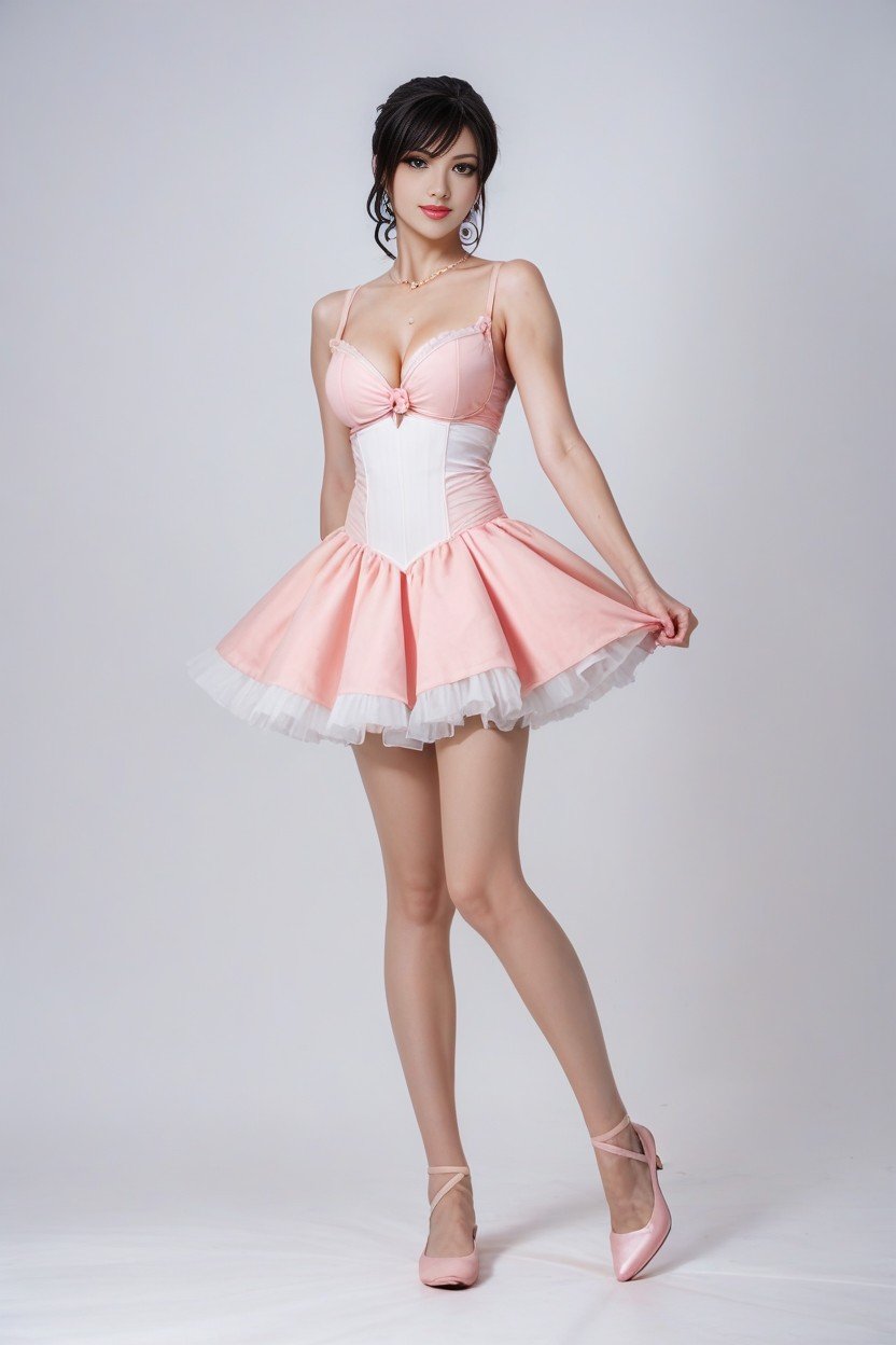 Ídolo K-pop, Cuerpo Completo, Pink Ballerina OutfitPorno shemale IA