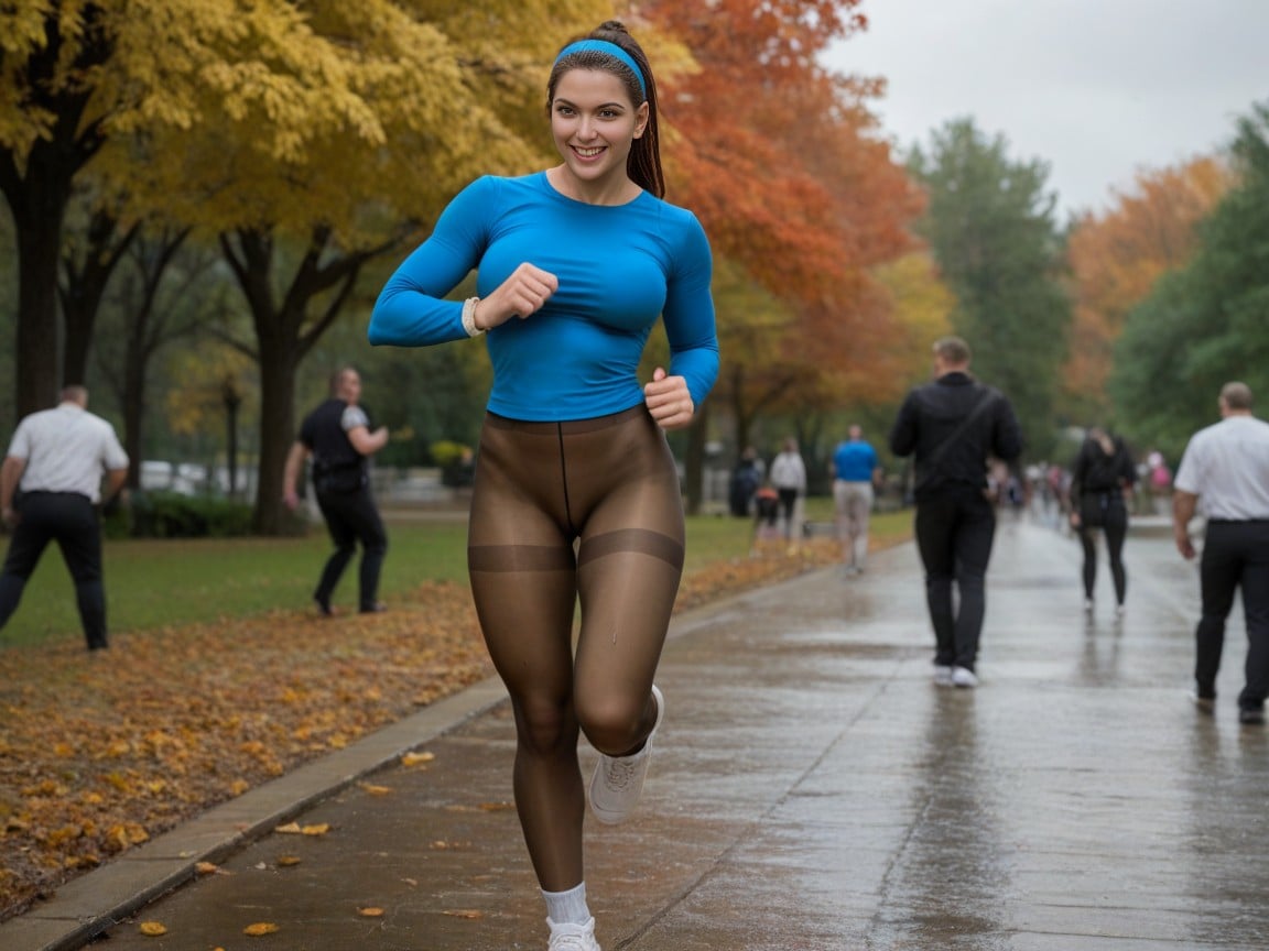 Long-sleeve Shirt, Pussy Is Behind Pantyhose, Showing Hairless Pussy人妖AI色情