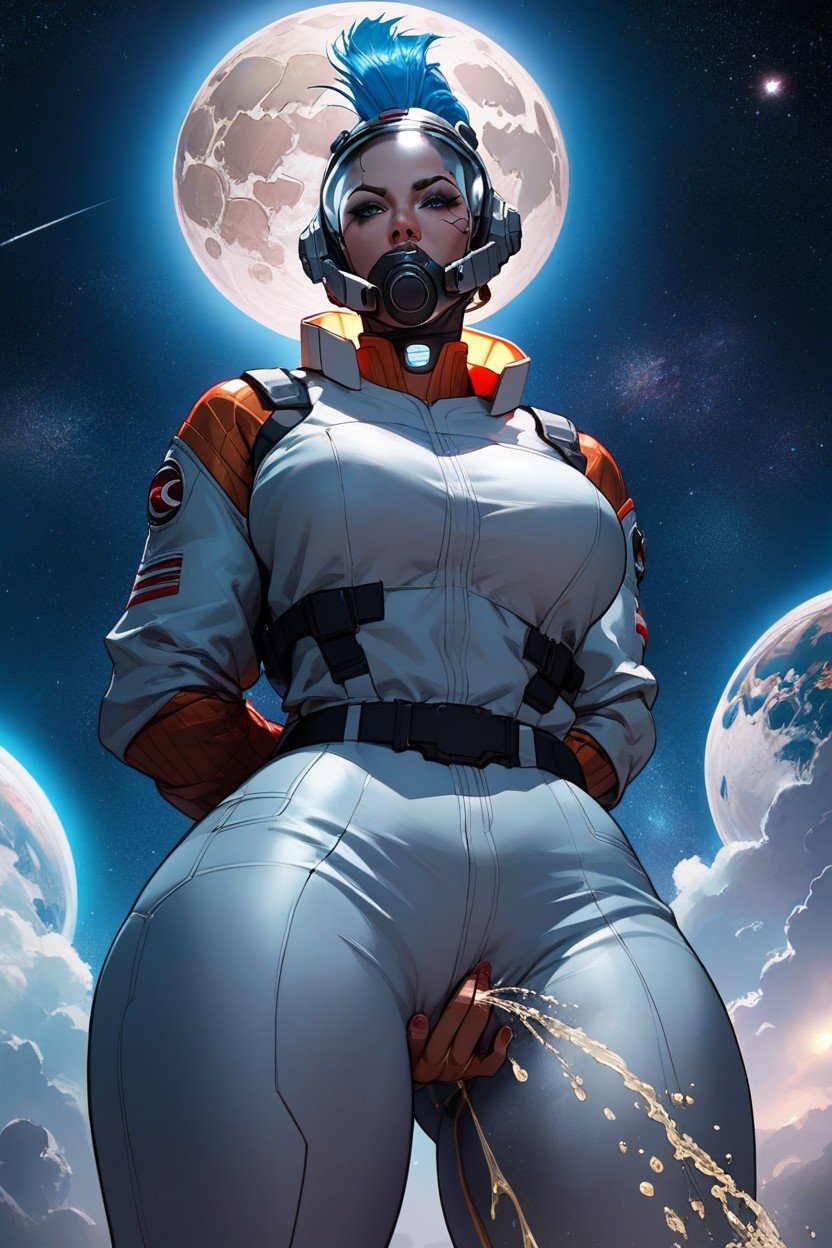 Ribbed Space Suit, Neon Piss, Helmet Hentai IA pornografia