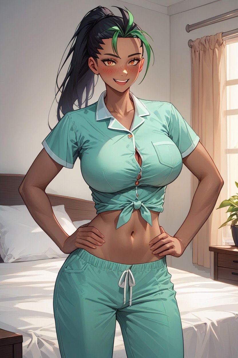 Figure, Green Pajamas, Lean Body Hentai IA pornografia