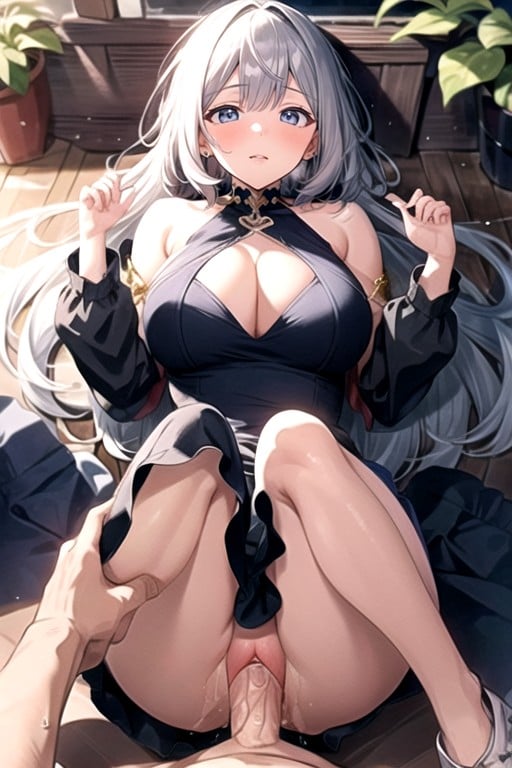 Long Length, White Hair, Warm Anime Hentai AI Porn