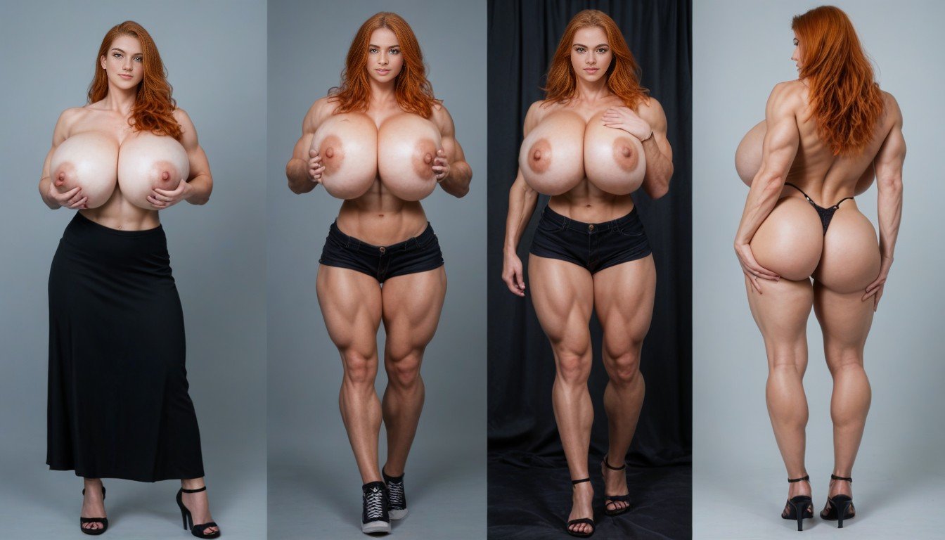 Hyper Muscular, Agarrando Os Seios, Corpo Todo Travesti IA Pornô