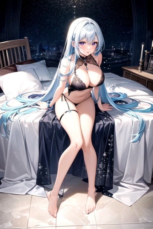 Full Body, Soft Violet Eyes, Grande LongueurPorno IA Hentai