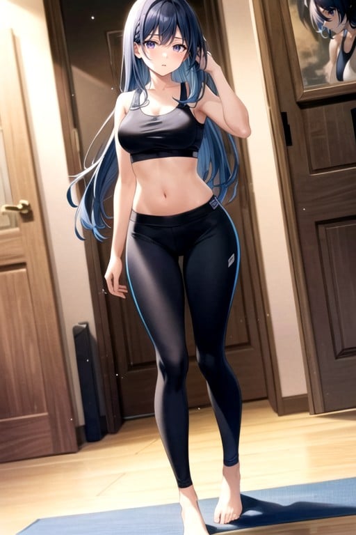 Pelo Azul, Standing, LargoHentai IA