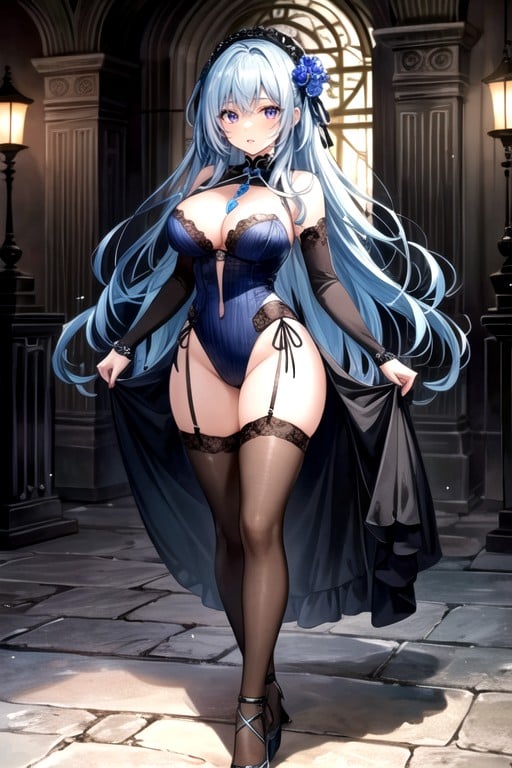 Midnight Blue Hair, Character Reference, Cabelo Azul Hentai IA pornografia