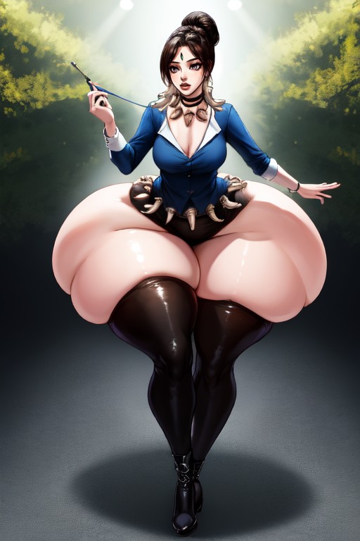 Leggings Pants Jeans, Big Pendulous Shapely Breasts, Wide Hentai AI Porn