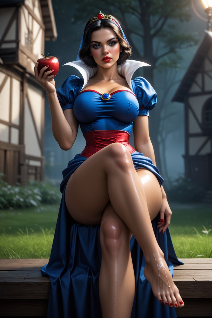 Snow White Outfit, Embarrassed , Presenting Feet AI Porn