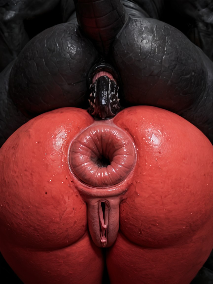 Black Scaly Claws, Ultra Focus On Anus, Close Up AI Porn