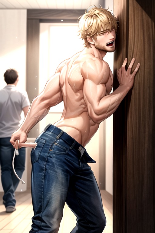 Tired, Muscular Guys, Ultra Detallado Porno gay IA