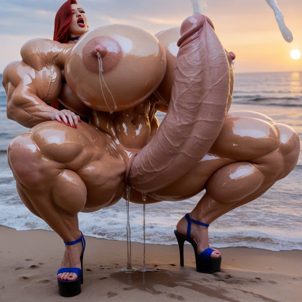 Autofellatio, Jacked Striated Muscle, Beautiful Shapely Legs AI Porn