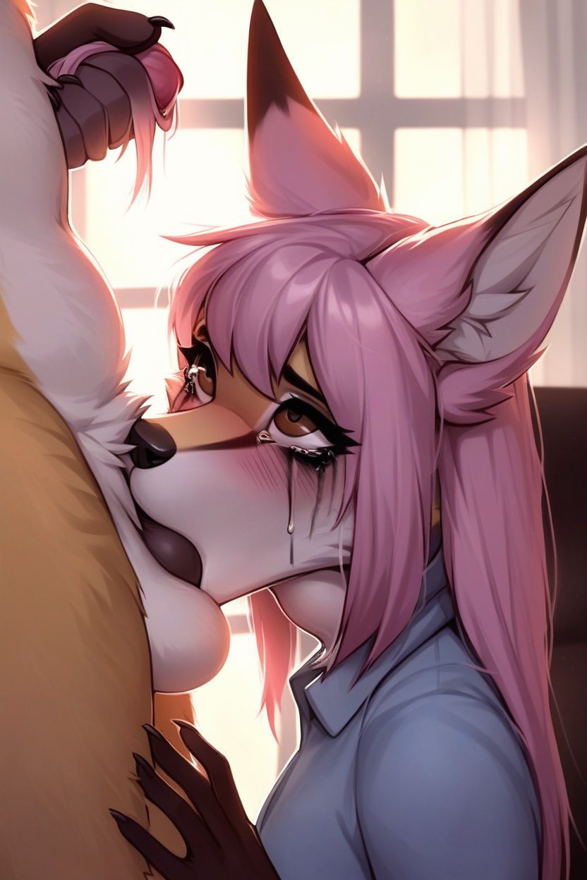 De Rodillas, Boca Abierta, Delgada Furry IA